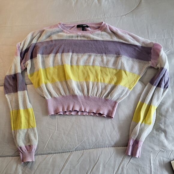 🥳Fashion Nova Pastel Netted Cropped Long Sleeve T Shirt Size Small‎ - Picture 5 of 7